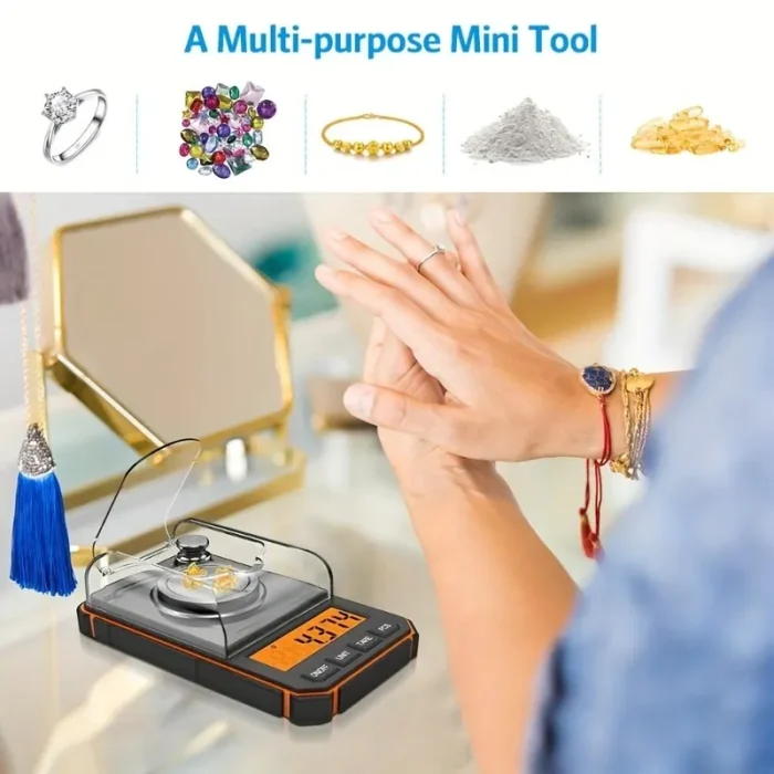 kf-S24f97fcce4014eafa80d8d70fe1a2d60o 1pc 0.001g Professional Jewelry Scale 50g Electronic Display Precision Mini Pocket Digital Milligram Scales - Image 5