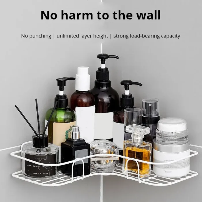kf-S2571ff322c004fdb8ed427a37ac389ffe Iron Triangle Rack For Kitchen Bathroom Storage Rack Thickened Love Corner Rack Storage Rack Durable - Image 2