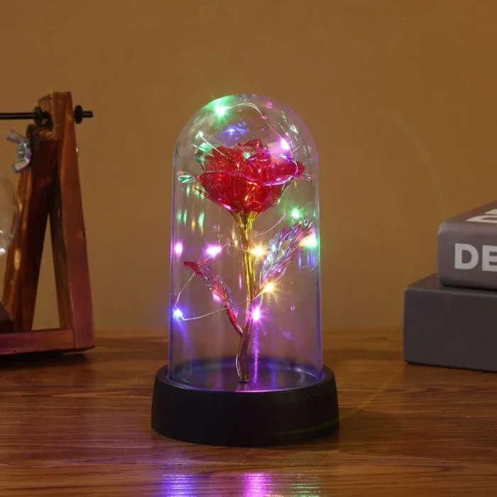 kf-S2586093208804ce4a608312c71dfb97cI Valentines Day Gift for Girlfriend Eternal Rose LED Light Foil Flower In Glass Cover Mothers Day Wedding Favors Bridesmaid Gift - Image 5