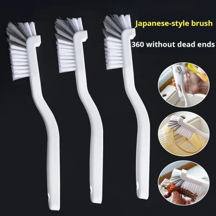 Japanese Style Sink Brush Cleaning Cup Brush with Long Handle Elbow Design Tail Hole Wall Hanging Crevice Cleaning Accessories - Image 1
