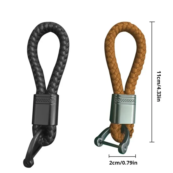 kf-S2739d7f1607c45d6bad9f1d6bbc7a0e5Q 2Pcs Leather Rope KeyChain Hand Woven Horseshoe Buckle Key Ring Car Key Rings For Car Fashion Key Accessory Keyrings Gifts - Image 6