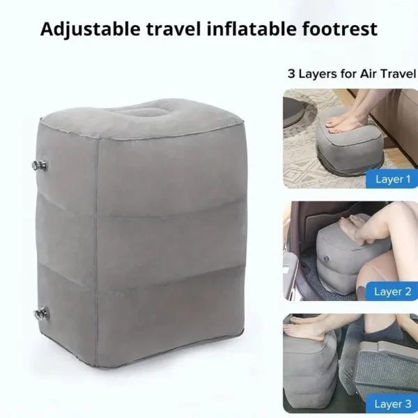 kf-S2743119865194cff83083ea2e50b2b3cT 1pc Inflatable Foot Rest Pillow For Travel Portable Adjustable Three Layers Height Stool For Foot Rest Leg Cushion Pillow - Image 1
