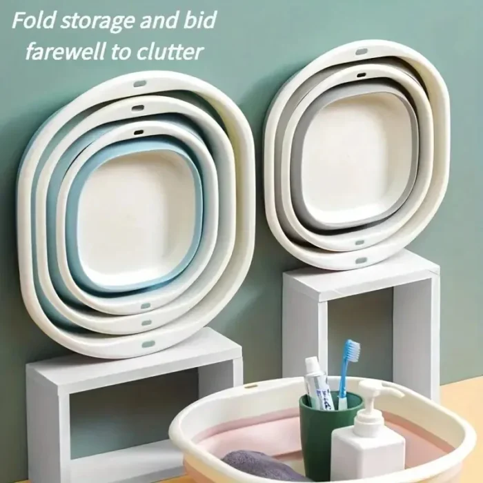 kf-S275f2eed6c6446a9b6f40b636d6e8d11A 1pc Collapsible Foot Bath Basin For Soaking Feet Thickened PlasticBucket Ultifunction Collapsible Feet Soak Tub Foldable Laundry - Image 2