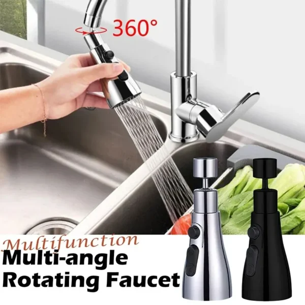 1pc 3 In1 Flexible Kitchen Faucet Sink Mixer Tap Electroplate Sprayer Head Filtered Water Tap Black Replaceable Water Tap - Image 4