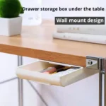 1pc White SelfAdhesive Storage Drawer Box Makeup Pencil Tray Desk Hidden Under Desk Stand Self-adhesive Under-drawer Storage Box - Image 3