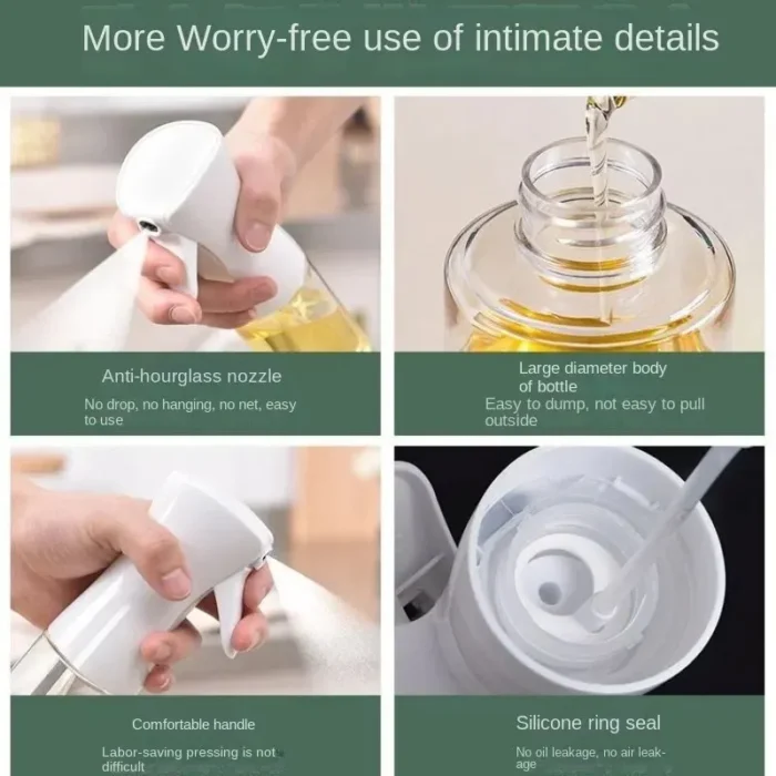 kf-S2a0738edb7f94a6684b4a6c4c0b885596 1Pc 200/300/500 ML Oil Spray Pot Kitchen Household Edible Olive Oil Spray Bottle Atomized Misty Oil Tank Air Fryer Spray Bottle - Image 5