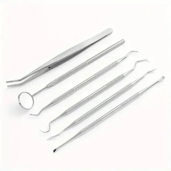 kf-S2a575a1090994ea894cd34bd6c4380053 Stainless Steel Dentist Oral Tools Cleaning Flossing Tartar Removal Easy to Clean Not Easy to Break Dental Oral Mirror Care Kit - Image 5