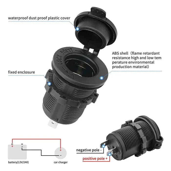 kf-S2b07590718c244519787e2bea20bf9c9f Cigarette Lighter Socket Car Marine Motorcycle ATV RV Lighter Socket Power Outlet Socket Receptacle 12V Waterproof Plug - Image 3