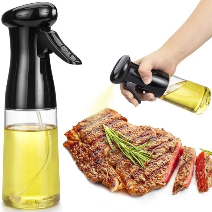 kf-S2b755b86c22e4a4b962f6691e281b98aT 1pc Black Kitchen Oil Bottle Cooking Oil Spray 200ml Pneumatic Spray Bottle Fitness Barbecue Spray Oil Dispenser - Image 2