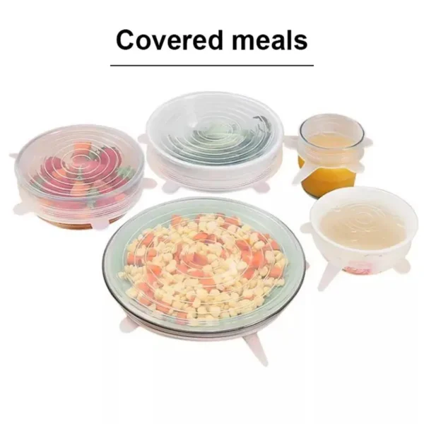 Silicone Six-Piece Set Fresh-Keeping Cover Stretch 6-Piece Set Bowl Cover Refrigerator Microwave Sealed Fresh-Keeping Film - Image 2