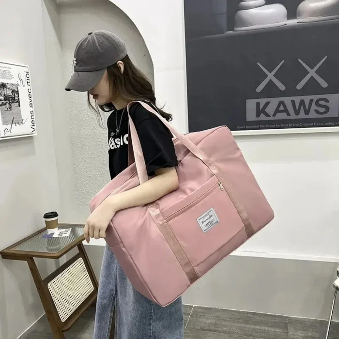 kf-S2bf479b60ae44a80b59c8da68c6bb538k 1pc Pink/Blue/Grey Travel Large Capacity Storage Bag Zipper Portable Sports Bag Versatile Gym Handbag Small, Medium, and Large - Image 3