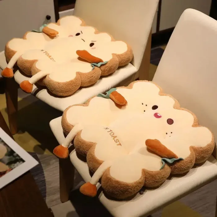 kf-S2c493f4c5dba4da4896e10f6250516e2X 1pc Simulation Bread Toast Cushion Stuffed Memory Foam Pillow Sofa Chair Decor Seat Cushion Cute Student Chair Pad - Image 1