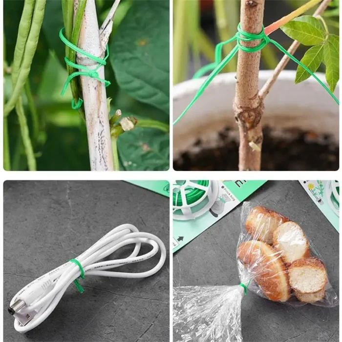 kf-S2ce091b679ee4ff2b5b80843e25c88d4o 1 Roll 100M Multifunctional Plastic Steel Twist Tie Sturdy Reusable Garden Flower Plant Support Strap Tie - Image 4