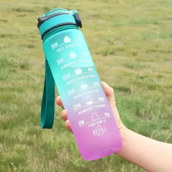 1L Large-Capacity Sports Water Cup Space Cup Fitness Sports Gradient Colour Straw Plastic Cup With Scale With Cups - Image 7