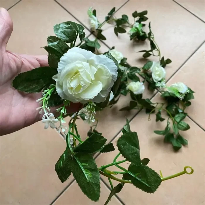 kf-S2f428666256b4631813c11331a2c9b1ai 1Pcs 2.2M Artificial White Flower Fake Hanging Fake Vine Plants Leaves Artificials Garland Flowers Wedding Decoration - Image 4