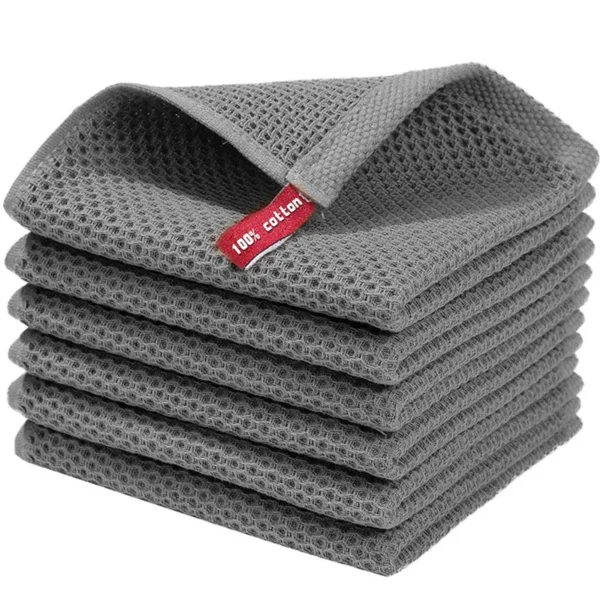 6PCS No Trace Honeycomb Absorbent Dish Tableware Kitchen Rag Towel Glass Cleaning Cleaning Tool Towel - Image 1