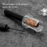 1Pc Black Pneumatic Pump Bottle Opener Bottle Opener With Stainless Steel Pin Type Cork Tool Kitchen Opening Tools Accessories - Image 4