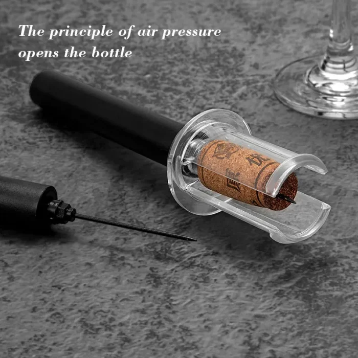 kf-S30512aea23c245989a6fa75724f3c3f1t 1Pc Black Pneumatic Pump Bottle Opener Bottle Opener With Stainless Steel Pin Type Cork Tool Kitchen Opening Tools Accessories - Image 4