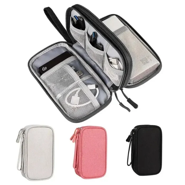 kf-S31228040795147f09f7cc910f12910abc 1Pc NEW Travel Organizer Bag Cable Storage Organizers Pouch Carry Case Portable Waterproof Double Layers Storage Bags Cable Cord - Image 1