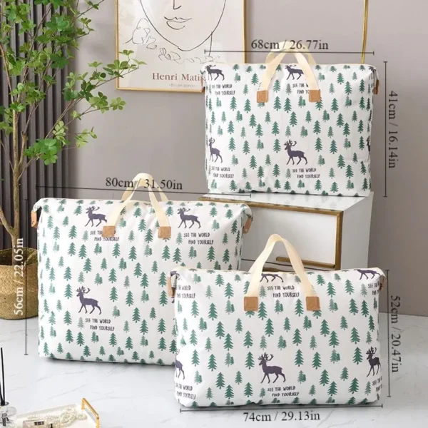 1pc Print Zipper Quilt Storage Bag Zipper Large Capacity Packing Bag Double Handle Moisture-proof Clothes Quilt Storage Bag - Image 6