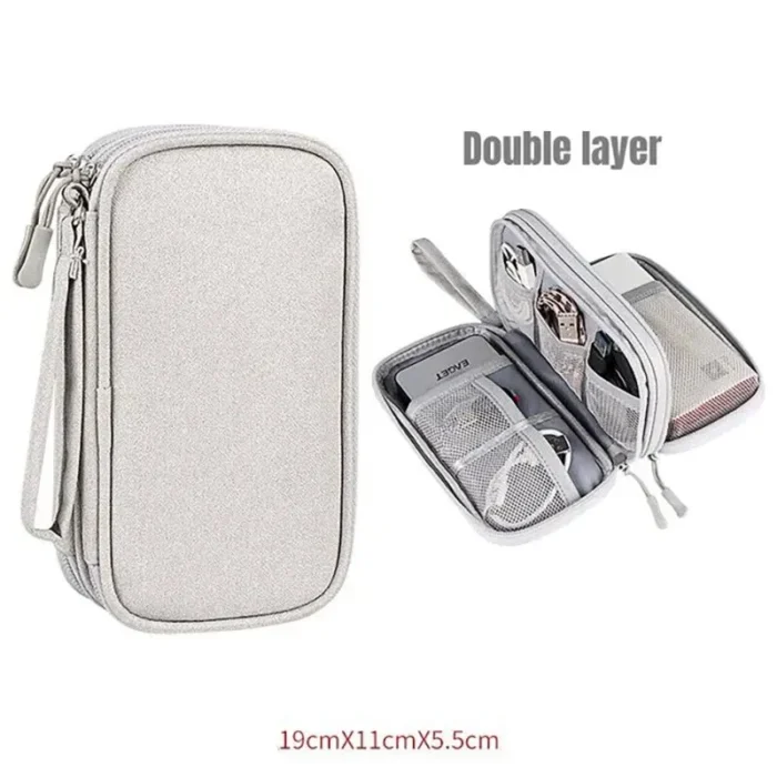 kf-S340aed1d400a4a1484b65d462f0a40768 1Pc NEW Travel Organizer Bag Cable Storage Organizers Pouch Carry Case Portable Waterproof Double Layers Storage Bags Cable Cord - Image 6