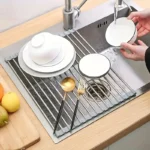 Silicone Stainless Steel Fruit & Vegetable Dish Drainer Kitchen Sink Shelf Kitchen Tools Sponge Holder Kitchen Tools Strainer - Image 5