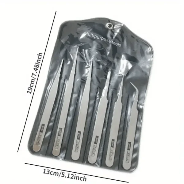 6-piece stainless steel tweezers Ts-15 succulent plant DIY elbow tweezers gooi tweezers set - Image 3