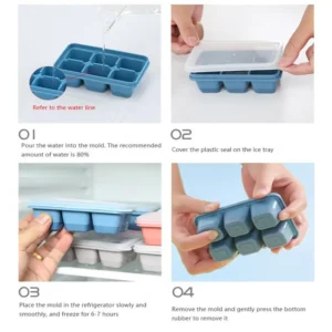 Ice Cube Ice Box Frozen Mold Refrigerator Homemade Frozen Ice Box with Lid Silicone TikTok Hot Ice Cube
