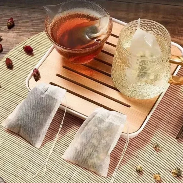 100 Pcs Disposable Tea Bags Filter Bags for Tea Infuser with String Heal Seal Food Grade Non-woven Fabric Spice Filters Teabags - Image 4