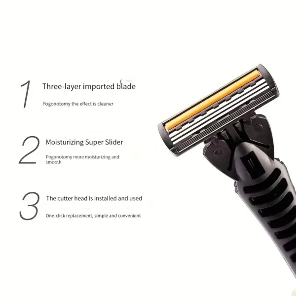 Men's Classic Manual Razor Vintage Water Wash Razor Blade Sharp Blade Anti Scratch Three Layer Blade Razor - Image 5