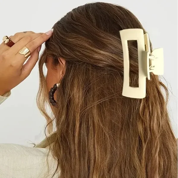4pcs Hair Claw Simple Style Solid Color Hollow Shark Claw Back Head Hair Clip Large Hair Claw Hair Accessori - Image 5