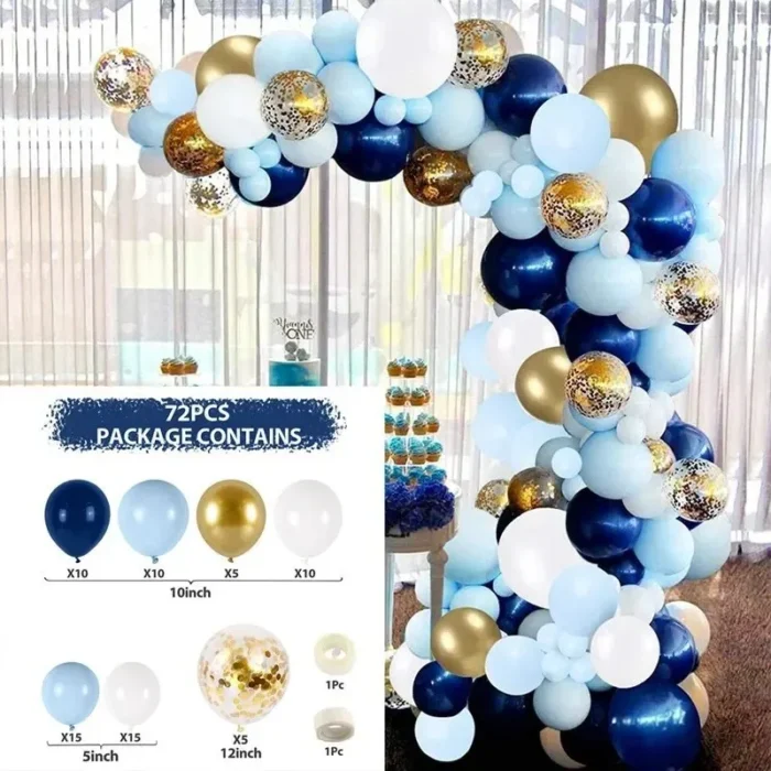 kf-S392af919b9fd47b78d381e0dcfaa855dh 72Pcs Blue Balloon Garland Arch Welcome Baby Shower Valentines Day Birthday Party Wedding Decorations - Image 1