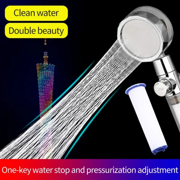 New Propeller Driven Shower Head Cotton Filter Turbocharged High Pressure Handheld Shower Nozzle - Image 2