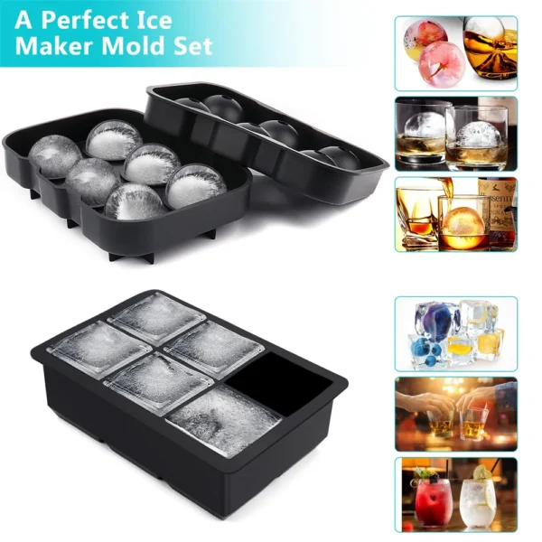 6 Grid Round Square Ice Cube Ball Large Ice Cube Maker For Whiskey Cocktails and Homemade Keep Drinks Chilled Ice Mold - Image 7