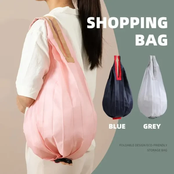 1Pc Folding Eco-friendly Shopping Bag Supermarket Large Capacity and Ultra Lightweight Hand in Hand with Hanging Buckle Bag - Image 2