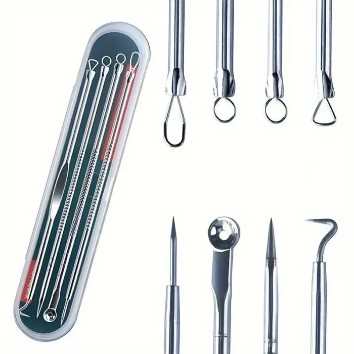 kf-S3da3332f1e1b4604bb3c290a2764a1d7e 4Pcs/Set Acne Blackhead Needle Set Unscented Blemish PoreCleanser Needle Hook Spot Pimple Remover Skin Care Tools Accessories - Image 1
