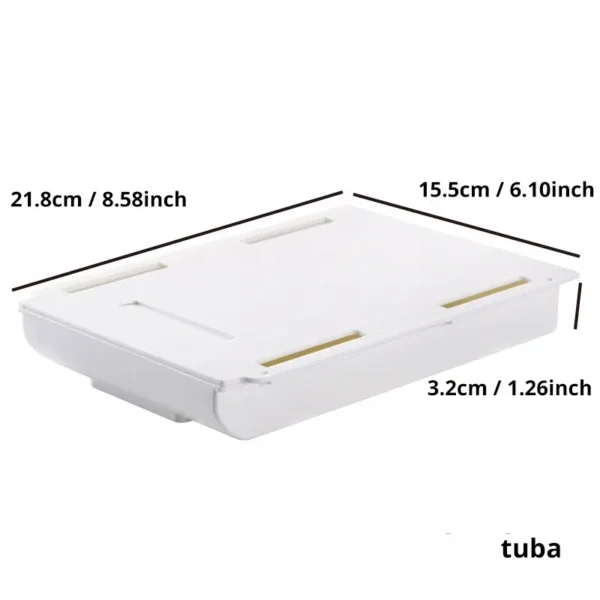 1pc White SelfAdhesive Storage Drawer Box Makeup Pencil Tray Desk Hidden Under Desk Stand Self-adhesive Under-drawer Storage Box - Image 6
