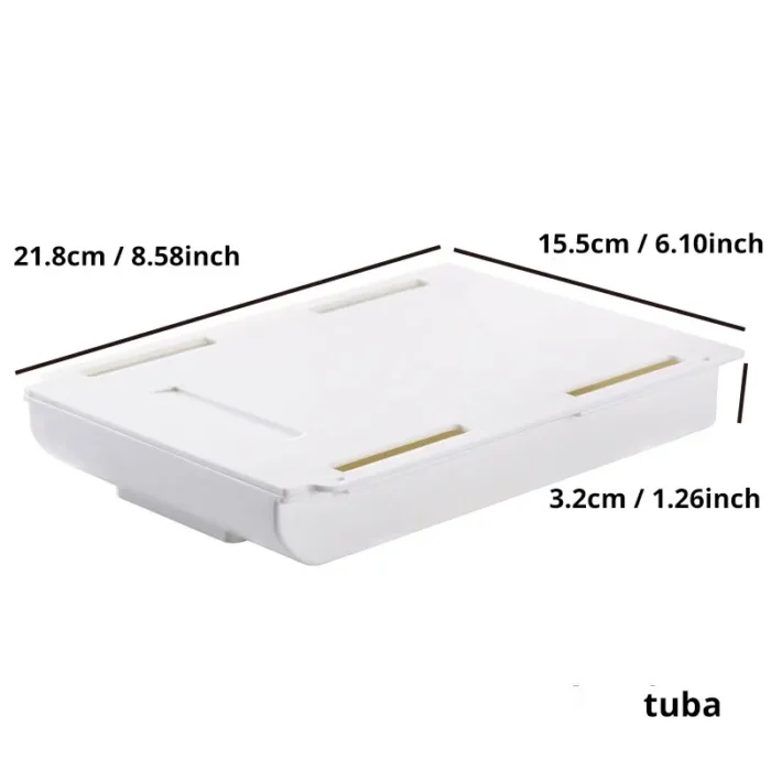 1pc White SelfAdhesive Storage Drawer Box Makeup Pencil Tray Desk Hidden Under Desk Stand Self-adhesive Under-drawer Storage Box - Image 6