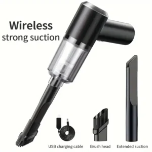 PCMOS 1PC Wireless Vacuum Cleaner Dual Use for Home and Car 120W High Power Powerful Vacuum Cleaner Black
