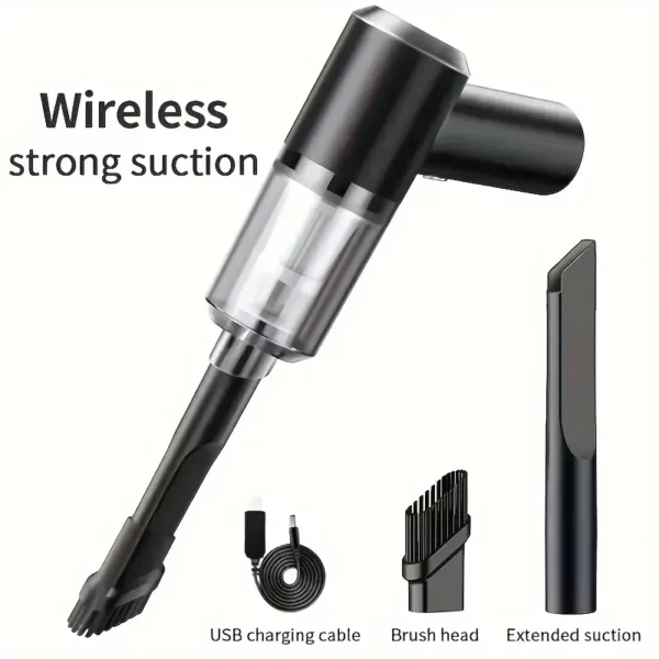 PCMOS 1PC Wireless Vacuum Cleaner Dual Use for Home and Car 120W High Power Powerful Vacuum Cleaner Black - Image 2