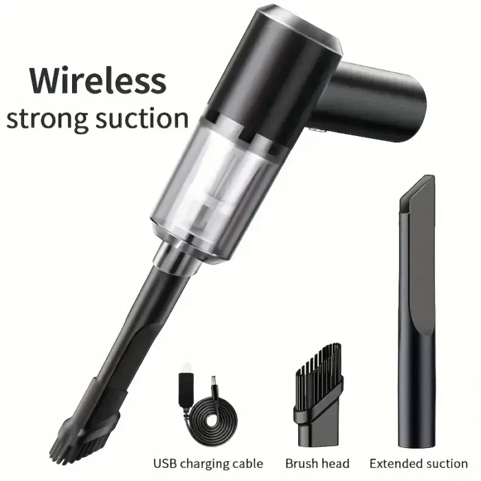 kf-S40699845413a4b7cb48852702a6784b07 PCMOS 1PC Wireless Vacuum Cleaner Dual Use for Home and Car 120W High Power Powerful Vacuum Cleaner Black - Image 2