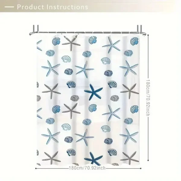 1pc With Pattern Shower Curtain PEVA Waterproof Shower Curtain Bathroom Partition Curtain Bathroom Decoration Accessories - Image 5