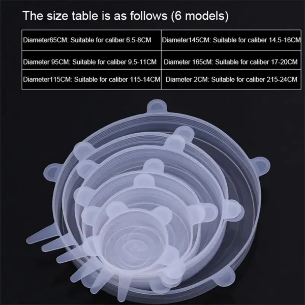 Silicone Six-Piece Set Fresh-Keeping Cover Stretch 6-Piece Set Bowl Cover Refrigerator Microwave Sealed Fresh-Keeping Film - Image 4