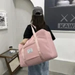 1pc Pink/Blue/Grey Travel Large Capacity Storage Bag Zipper Portable Sports Bag Versatile Gym Handbag Small, Medium, and Large - Image 2