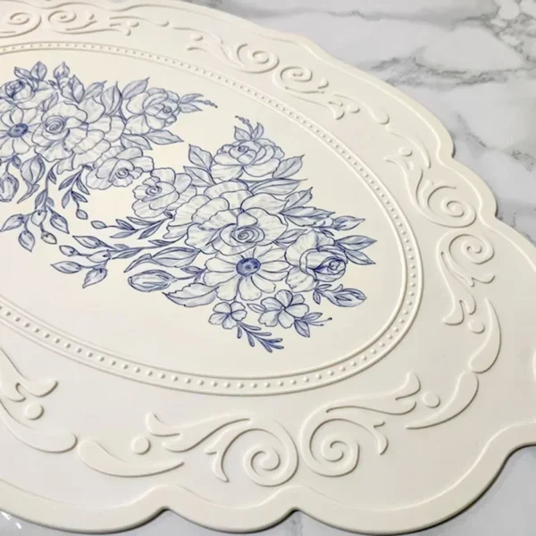 Silicone carved dining mat retro pattern table mat floral placemat for dining table kitchen coffee pad tableware mats waterproof - Image 7