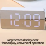 1Pc White LED Mirror Table Clock Snooze Display Time Night Light Desktop USB Alarm Clock Home Decor - Image 2