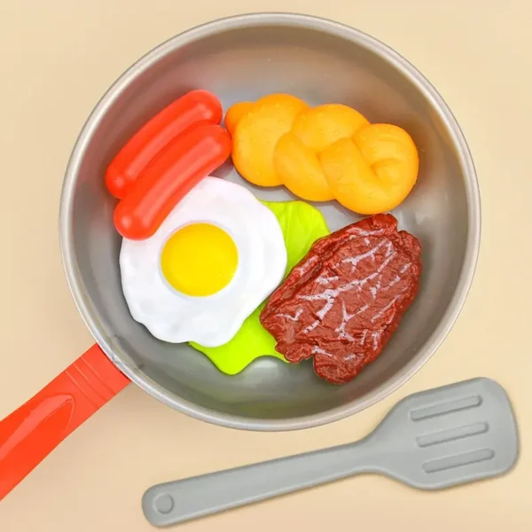 8pcs/set Simulation Kitchenware Play Set Pot Steak Vegetable Bread Hot Dog Omelette Children Toy Kitchen Food Toys - Image 5