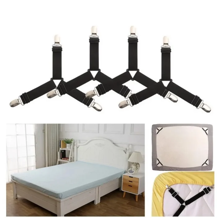 kf-S4692420a99d74e63b5b16050ccd51dcez 4Pcs/lot Bed Sheet Fasteners Holder Gadgets for Bed Sheet Organizer Mattress Cover Clip For Home Elastic Straps Adjustable Clips - Image 3