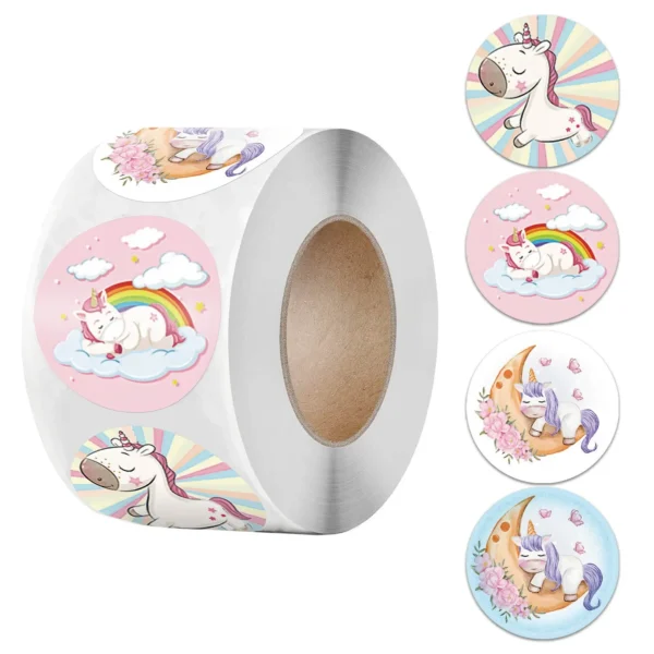 500pcs Cartoon Unicorn Sticker Kids Reward VintageSticker Gift Decoration Label Teacher Encouragement Student Stationery Sticker - Image 1