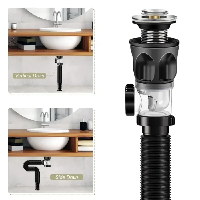 kf-S4cbd6ee556ff4c31a5b7c0cf667f06484 Flip-Top Kitchen Sink Drain Retractable Deodorizing Filter Flexible Downspout Bathroom Sink Anti Clogging Kitchen Accessories - Image 2